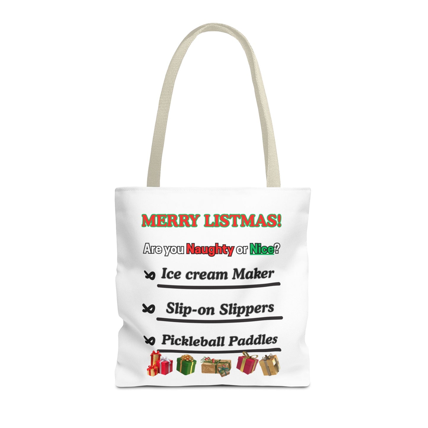 Holiday Tote Bag — "Merry Listmas!" Naughty or Nice Gift List Design