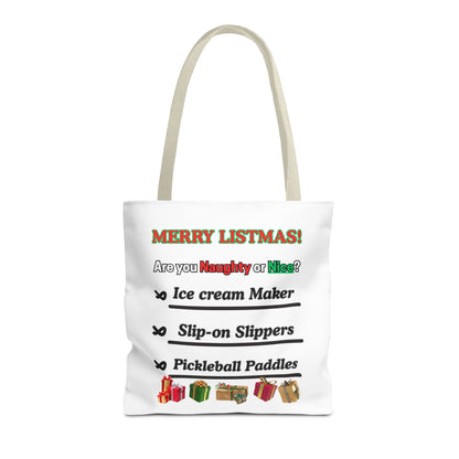 Holiday Tote Bag — "Merry Listmas!" Naughty or Nice Gift List Design