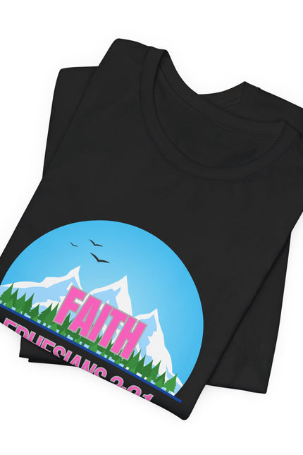 Faith Mountains T-Shirt — Ephesians 3:21 Christian Inspirational Tee