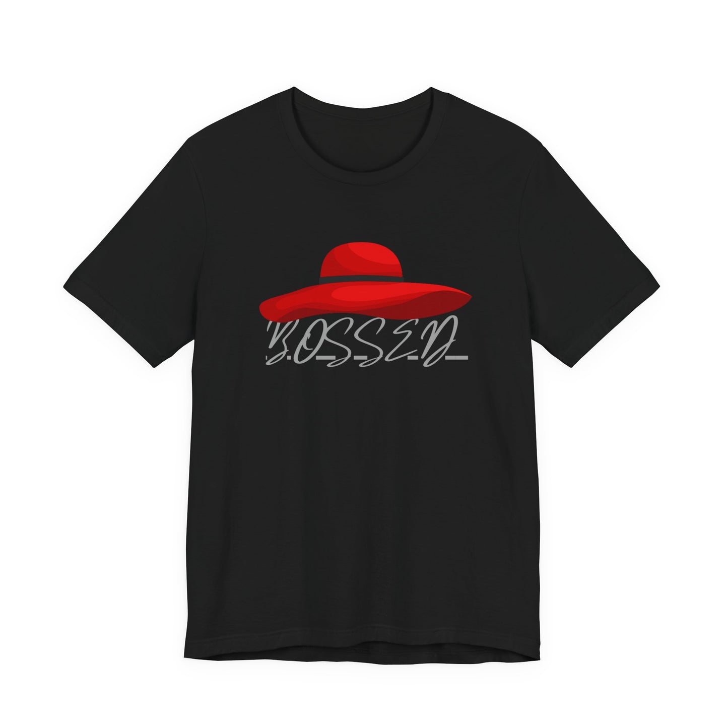 Bold 'BOSSED' Red Hat Unisex Tee, Casual Fashion, Gift for Her, Birthday Shirt, Everyday Wear, Statement Top, Trendy Apparel