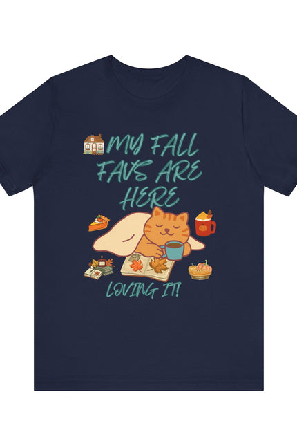 Cozy Fall Cat Tee, Fall Apparel, Cat Lover Gift, Autumn Shirt, Unisex Short Sleeve, Cute Seasonal Top, Pumpkin Vibes