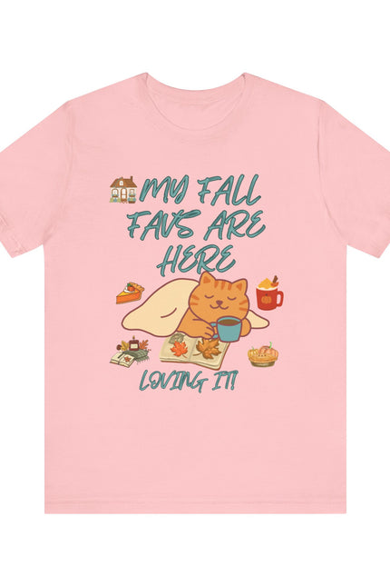 Cozy Fall Cat Tee, Fall Apparel, Cat Lover Gift, Autumn Shirt, Unisex Short Sleeve, Cute Seasonal Top, Pumpkin Vibes