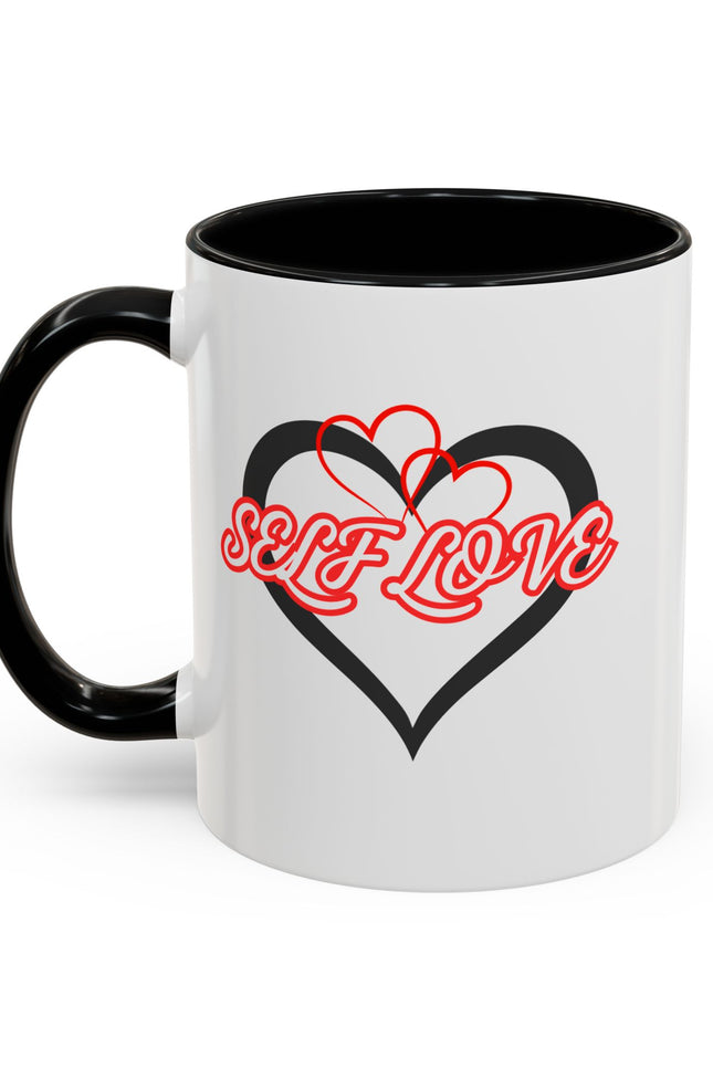 Self Love Heart Accent Coffee Mug — Inspirational 11/15oz Ceramic