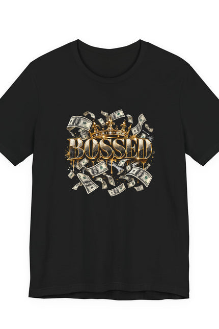 Money Shower Tee — 'Blessed' Gold Script Graphic T‑Shirt