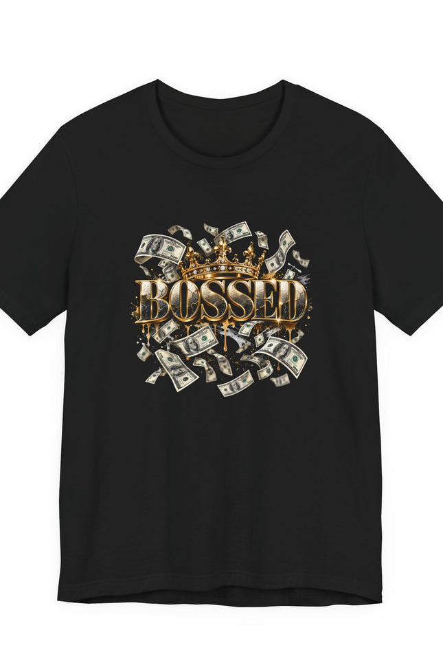 Money Shower Tee — 'Blessed' Gold Script Graphic T‑Shirt