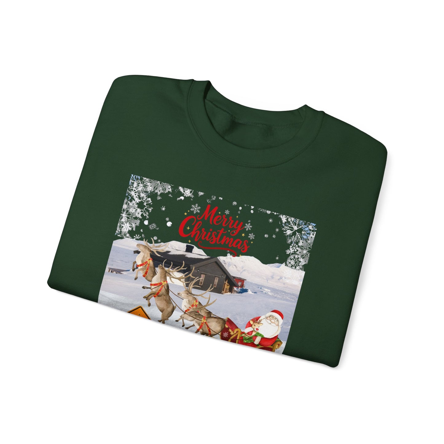 Christmas Sweatshirt - "Caution Reindeers Incoming!" Holiday Crewneck