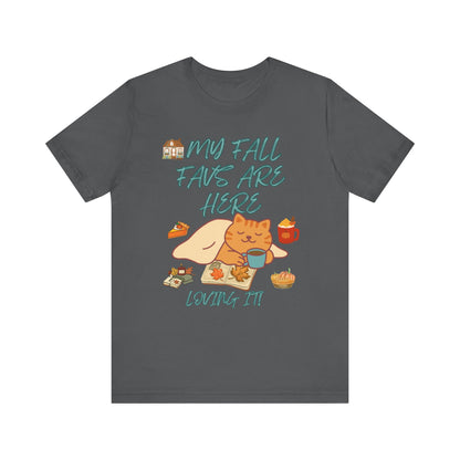 Cozy Fall Cat Tee, Fall Apparel, Cat Lover Gift, Autumn Shirt, Unisex Short Sleeve, Cute Seasonal Top, Pumpkin Vibes