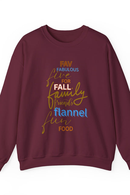 Fall Flannel & Family Crewneck Sweatshirt — Cozy Autumn Word-Art Pullover