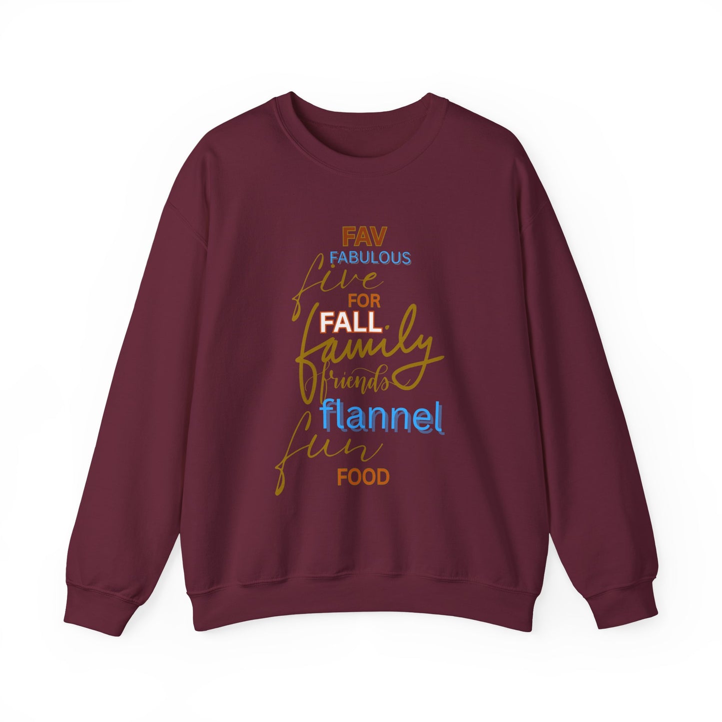 Fall Flannel & Family Crewneck Sweatshirt — Cozy Autumn Word-Art Pullover