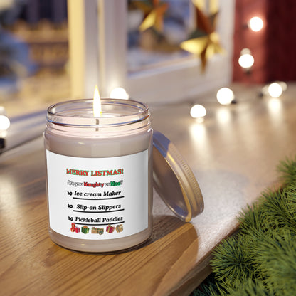 Soy Candle - "Merry Listmas!" Naughty or Nice Holiday Scented Jar (9oz, White Lid)