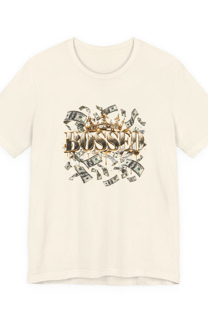 Money Shower Tee — 'Blessed' Gold Script Graphic T‑Shirt