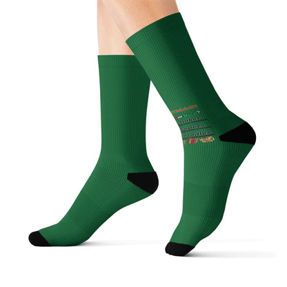 Green Holiday Pattern Sublimation Socks — Festive Knit-Style Crew Socks