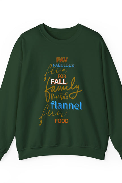 Fall Flannel & Family Crewneck Sweatshirt — Cozy Autumn Word-Art Pullover