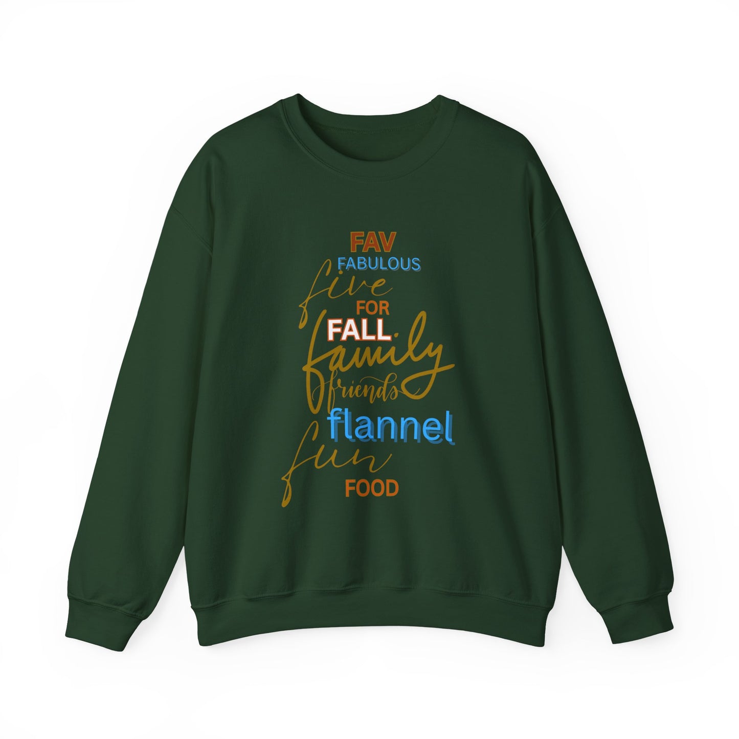 Fall Flannel & Family Crewneck Sweatshirt — Cozy Autumn Word-Art Pullover
