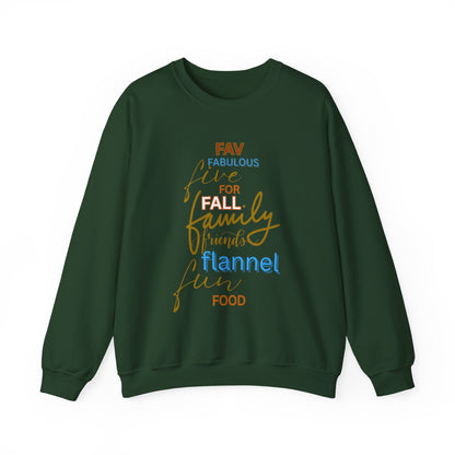 Fall Flannel & Family Crewneck Sweatshirt — Cozy Autumn Word-Art Pullover