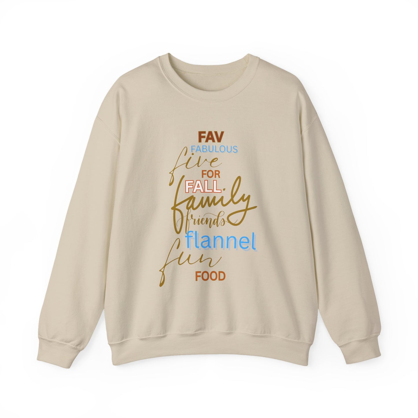 Fall Flannel & Family Crewneck Sweatshirt — Cozy Autumn Word-Art Pullover