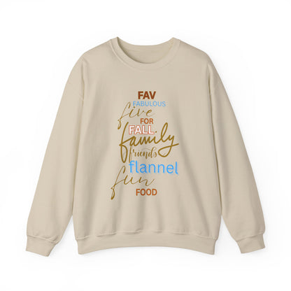 Fall Flannel & Family Crewneck Sweatshirt — Cozy Autumn Word-Art Pullover