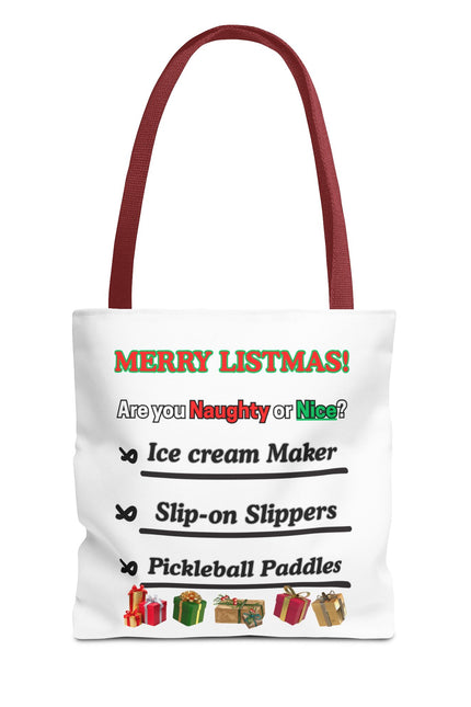 Holiday Tote Bag — "Merry Listmas!" Naughty or Nice Gift List Design
