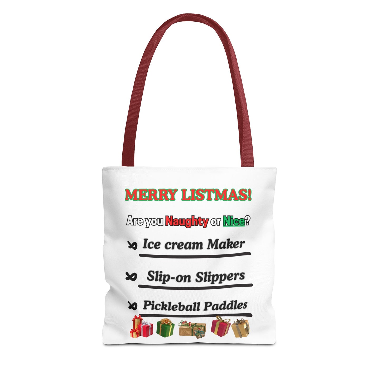 Holiday Tote Bag — "Merry Listmas!" Naughty or Nice Gift List Design