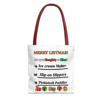 Holiday Tote Bag — "Merry Listmas!" Naughty or Nice Gift List Design