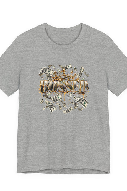 Money Shower Tee — 'Blessed' Gold Script Graphic T‑Shirt