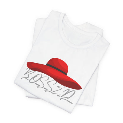 Bold 'BOSSED' Red Hat Unisex Tee, Casual Fashion, Gift for Her, Birthday Shirt, Everyday Wear, Statement Top, Trendy Apparel