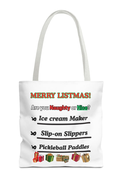Holiday Tote Bag — "Merry Listmas!" Naughty or Nice Gift List Design