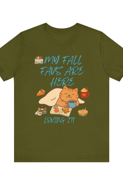 Cozy Fall Cat Tee, Fall Apparel, Cat Lover Gift, Autumn Shirt, Unisex Short Sleeve, Cute Seasonal Top, Pumpkin Vibes