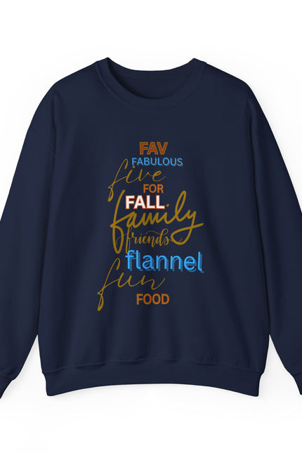 Fall Flannel & Family Crewneck Sweatshirt — Cozy Autumn Word-Art Pullover