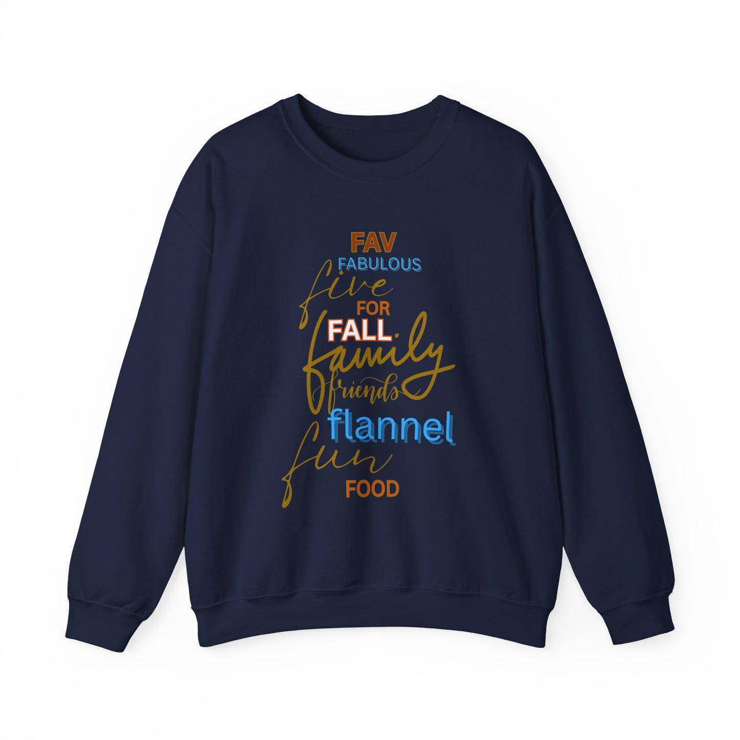 Fall Flannel & Family Crewneck Sweatshirt — Cozy Autumn Word-Art Pullover