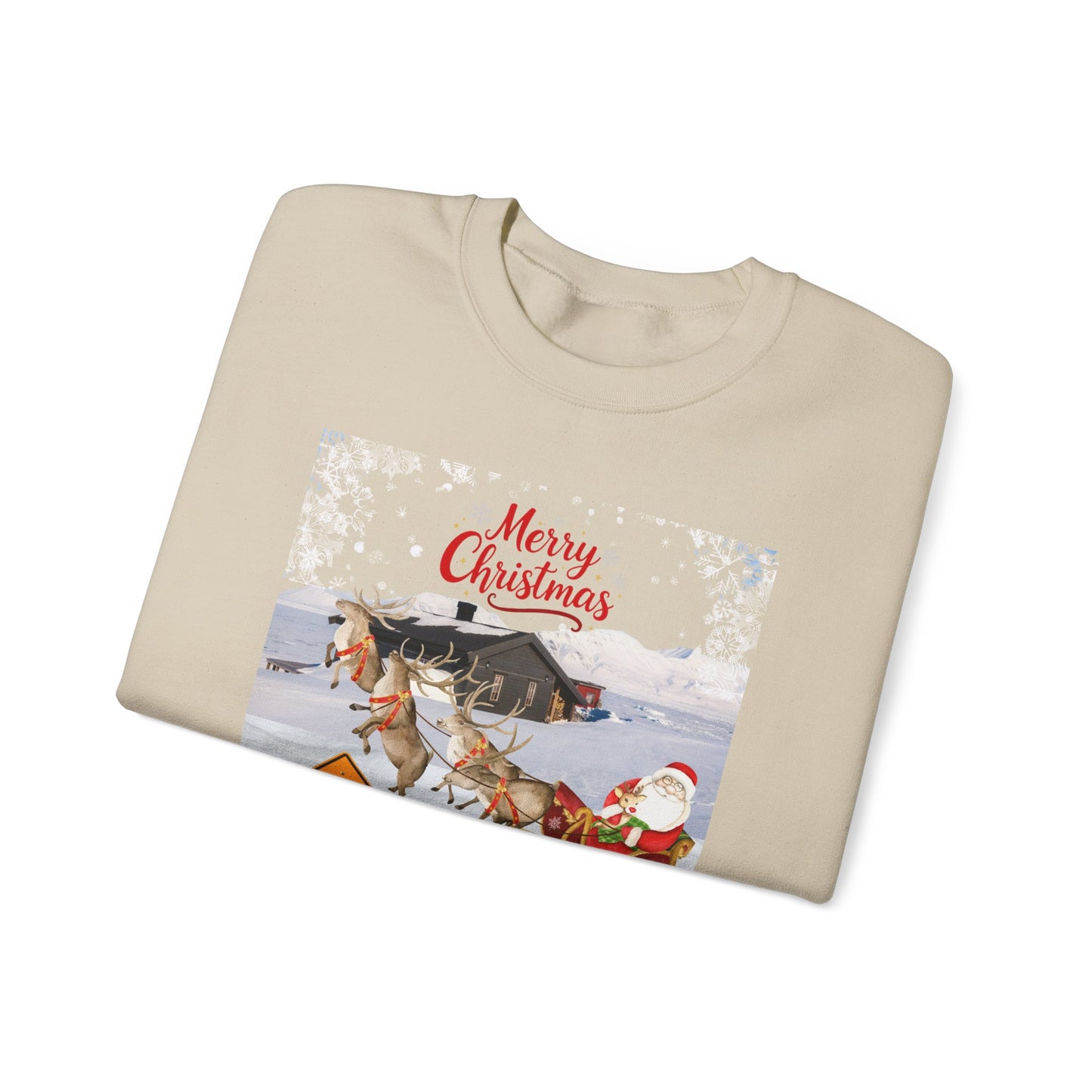 Christmas Sweatshirt - "Caution Reindeers Incoming!" Holiday Crewneck